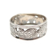 ESPO Joseph Esposito Sterling Silver Antique Art Deco Floral Band Ring Size 9.75