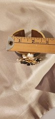 KJL Kenneth Jay Lane Flower Hinged Black & White Enamel & Rhinestone Bracelet
