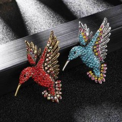 Shiny Rhinestone Bird Brooch Pin Women Men Hummingbird Animal Elegant Brooches