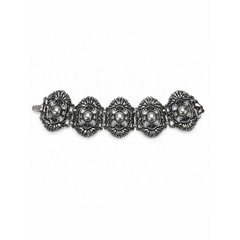 Vintage Art Deco Silver Tone Panel Bracelet Heavy Pot Metal Gothic Statement