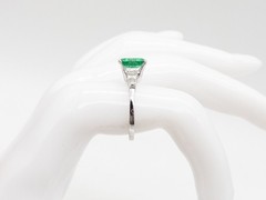 Vintage $6000 3.50ct Colombian Emerald VS G Diamond 14k White Gold Wedding Ring