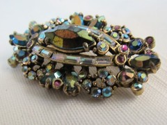 Vintage Hollycraft 1956 Brooch / Pin & Clip-on Earrings- Multicolored FREE SHIPP