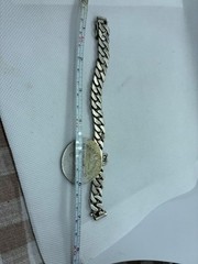 Vintage Mexican 925Silver Cuban Curb Link Bracelet 1930s-1940s With Panama Medal