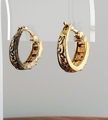 Ross Simons 925 CZ Hoop Earring 0.75in Sterling Silver 4gtw Gold Vermeil Channel