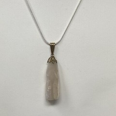 Stone Pendant Necklace Cloudy White Gemstone Amulet Wicca Chakra New Chain 20″