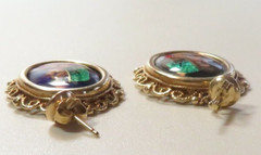 Antique Art Deco French Enamel 13K Yellow Gold Earrings 12.2Gm 1.11″x.90