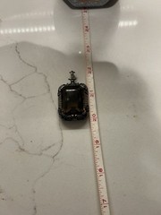 Smoky Quartz Emerald Cut Solid 835 European Sterling Silver Vintage Pendant