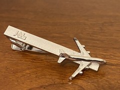 Vintage JAL Japan Airlines Tie Clasp Clip Bar Marked Silver