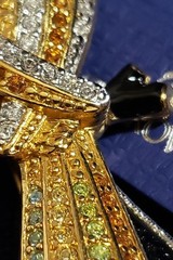 SWAROVSKI Parrot Brooch Aqua & Green Pave Crystals Gold Encrusted