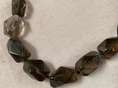 Vintage Smoky Quartz Chunky Necklace Black Cord 925 Clasp