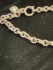 Vintage Bracelet SIGNED JUICY COUTURE Silver tone Chain Crystal Heart Charm 8”