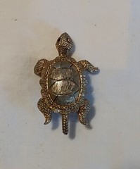 Vtg. Gold Tone Turtle Brooch Pin With Moving Head See Description
