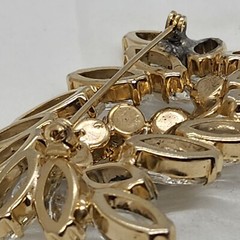 2.5″ Vintage Clear Navettes and AB Rhinestone Brooch Floral