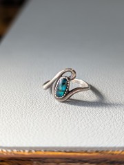 VTG Sterling Silver Navajo WM Wheeler Co. Bezel Abalone Inlay Cabochon Ring S4