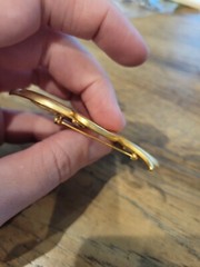 Vintage Signed TONA Smooth & Brushed Gold Tone Finish Curly Brooch Pin