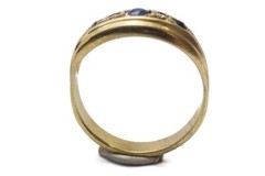 LOVELY ANTIQUE ENGLISH 18K GOLD SAPPHIRE & DIAMOND RING c1910