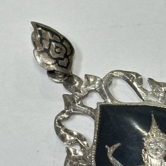 Atq Rare Siam Sterling Silver Niello Ware Mermaid Teardrop Pendant 2.5”L 8.4g
