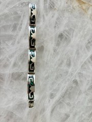 Mexican Sterling Silver Taxco 7 1/2 Inche Bracelet With Genuine Malachite Inlay.