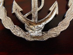 Vintage Coro Enamel Brooch: Blue & White Enamel, Anchor/Nautical