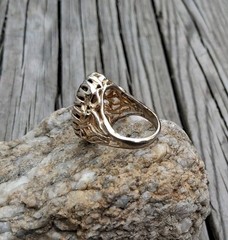 Vtg Cocktail Statement Ring 18k Electroplate Size 7 Costume Jewelry