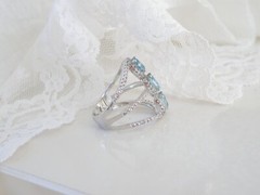 New Natural Blue Topaz Modern Sterling Silver 925 Ring Size 7