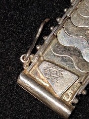 Gorgeous Textured Flat Link Sterling Silver 925 7.5” Safety Latch Bracelet
