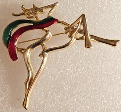 Vintage CHRISTMAS Signed DANECRAFT Enamel REINDEER Holiday Brooch