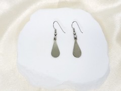 Vintage Pair Crushed Turquoise Mexico Nickel Silver Dangle Drop Earrings