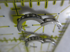 Sterling Silver Inset Clear faceted stones Hinged Pierced Earrings Studs