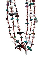 Vintage Multi Strand Heishi Bead Boho Necklace Southwestern Style