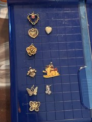 Vintage Charm Holder Hanger Butterfly Pendant Display Yellow Gold WITH CHARMS!