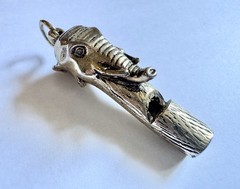 Vintage 1960s-1970s Gold Plated Figural Elephant Whistle Pendant Charm
