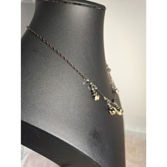 Art Beaded Charm Necklace Delicate Black Chain Fairycore Whimsical Cloisonne’