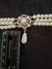 Pearl Costume Jewelry Lot: Single Pearl on Snake Chain, Faux Pearl Choker