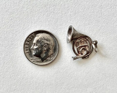 Vintage sterling silver charm, french horn