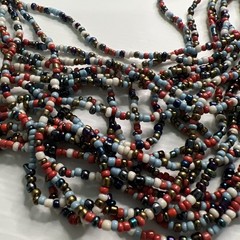 Multicolored Bead Multi Strand Statement Silver Tone Necklace Bracelet Set