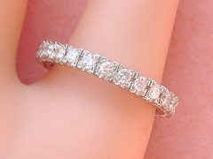 VINTAGE 1.35 ctw BRILLIANT DIAMOND PLATINUM ETERNITY BAND RING 1950 sz 10-10.25