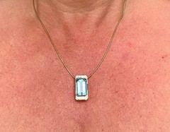 10.8CT Aquamarine Diamond 18K & 14K Necklace With Chain