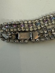 B David Womens Wide Panel Bracelet Silver Tone Aurora Borealis Rhinestone