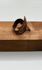 Vintage 70s Solid Copper Adjustable Wrap Ring Art Nouveau Scroll Southwestern