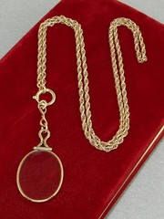 Antique Victorian Gold Filled Pocket Watch Chain 26″ Necklace & Quizzing Glass