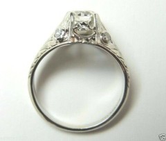Antique Art Deco Engagement Belais 18K White Gold EGL USA Ring Size 4.25