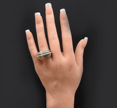 LIMAR Sterling Silver Modernist Multi Band Ring Size 9.5 Wide Statement Estate