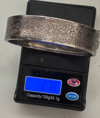 Vintage Hinged Bangle Bracelet 800 Silver Engraved Floral clasp 27 grams
