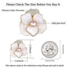 White Pearl Flower Austrian Crystal Rhinestone Women Pearl Brooch Jewelry
