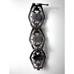 MCM Mexican Sterling Silver 0.925.M Hinged Green Onyx Filigree Panel Bracelet
