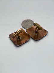 Vintage Studio Craft Copper Enamel Square Stylized Swirl 1″ Cufflinks