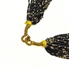 Vintage Retro Black Gold Glass Seed Beads 25 Strands Torsade Necklace