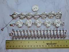 LOT OF 4 VTG SARAH COV CORO AVON SILVERTONE ENAMEL FAUX STONE BRACELETS NECKLACE