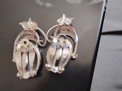 Jeff James Jr Designer .925 Sterling Clip On Earings Leaf Motif 10.21 Grams